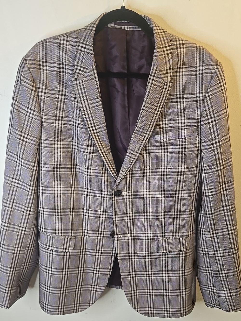 Topman Gray Plaid Two-Button Sport Coat